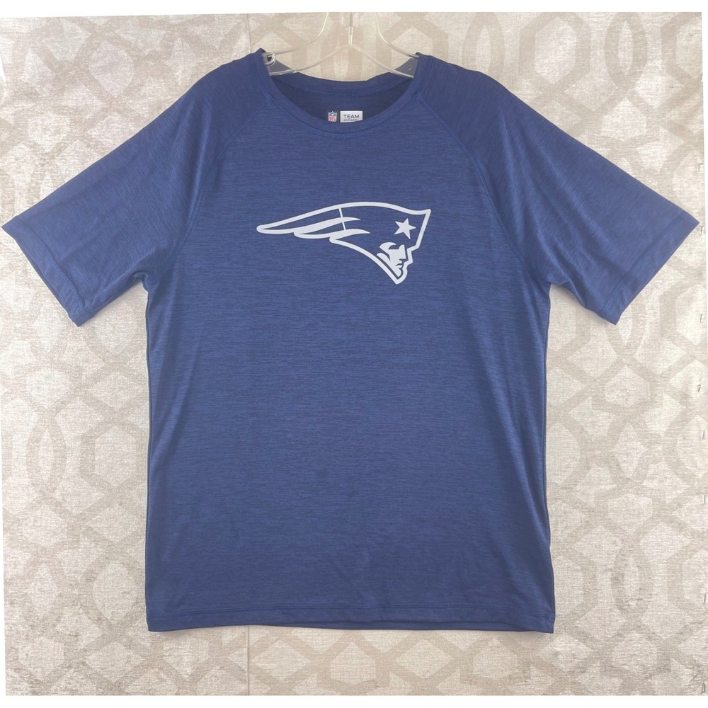 NFL Team Apparel New England Patriots Mens Medium Navy Blue Heathered Tee Shirt‎